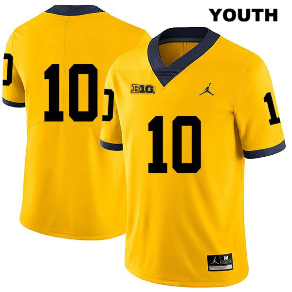 Youth NCAA Michigan Wolverines Dylan McCaffrey #10 No Name Yellow Jordan Brand Authentic Stitched Legend Football College Jersey KU25X31BD